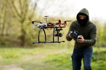 Man flying with the drone