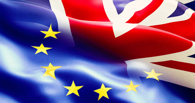 brexit half european union and united kingdom england flag