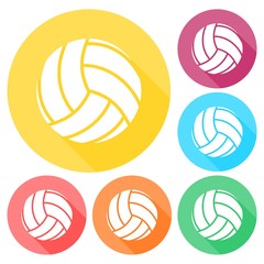 Volleyball icons set with long shadow