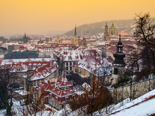 Prague Lesser town in winter time 