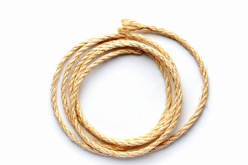 twisted rope on a white background close up