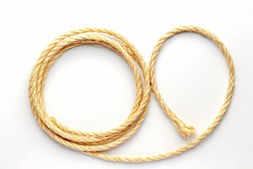 twisted rope on a white background close up
