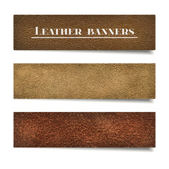 Set of suede and leather banners