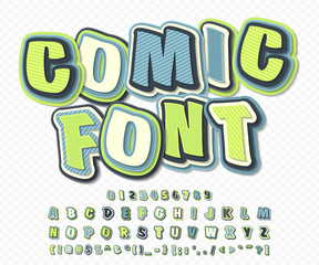 Green-blue high detail comic font. Comics, pop art