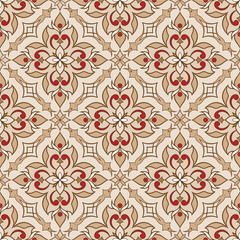 Colored decorative seamless texture on beige background.