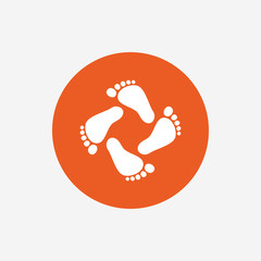 Baby footprints icon. Child barefoot steps.