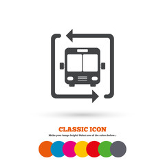 Bus shuttle icon. Public transport stop symbol.