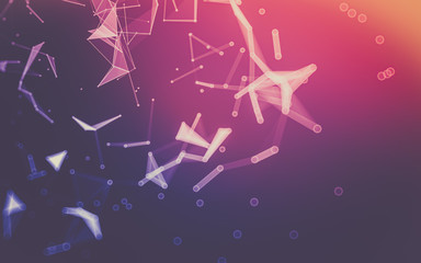 Abstract polygonal space low poly dark background, 3d rendering