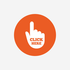 Click here hand sign icon. Press button.