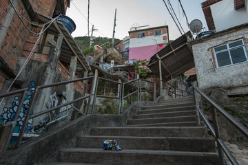 Fragile residential structures of Santa Marta community in Rio de Janeiro