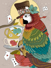 Obrazy na Szkle  Magik papuga kolorowanka dla dorosłych