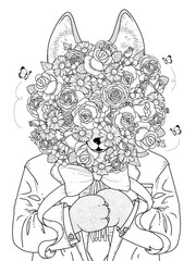 Obraz premium wolf adult coloring page