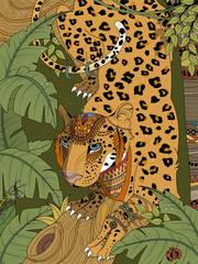 Fototapety  leopard dżungla kolorowanka