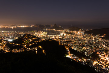 Night View of Rio de Janeiro City and Sugarloaf Mountain