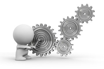 human person with shiny gear mechanism