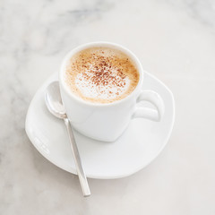 coffee cup white table background