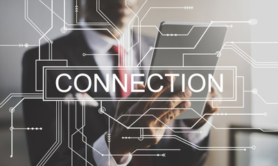 Connection Network Online Social Media Circuit Board Concept