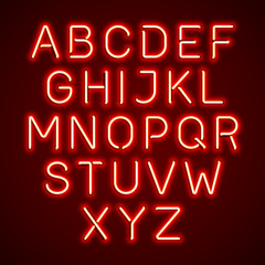 Red neon light glowing alphabet © piai