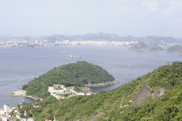 View from Sugarloaf, Pao de Azucar, at the Guanabara Bay.