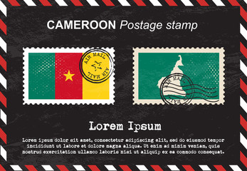Cameroon postage stamp, vintage stamp, air mail envelope.