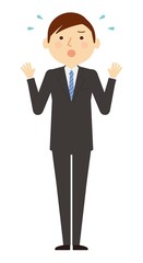 リクルート　ビジネス　男　全身　慌てる