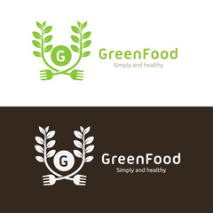 Green logo. eco care logo. natural logo. tree and people care logo template.