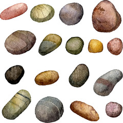 vector sea stones drawing in watercolor