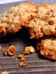 Oatmeal cookies on wooden background