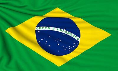 Flag of Brazil, 3d illustration with fabric texture