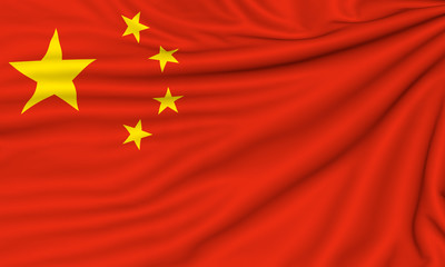 Flag of China, 3d illustration with fabric texture