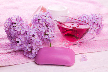 Spa essentials with lilac