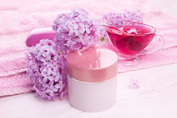 Spa essentials with lilac