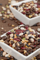 a bowl with assorted beans