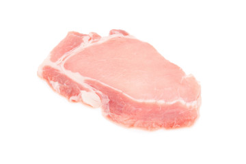 Meat, pork, slices pork loin on a white background