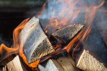 wood in the fire