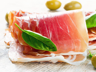 Slices of cured ham