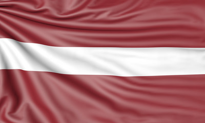 Flag of Latvia, 3d illustration with fabric texture