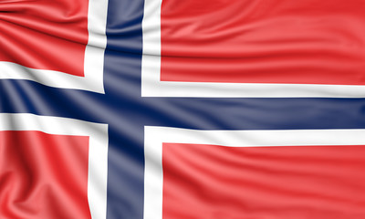 Flag of Norway, 3d illustration with fabric texture