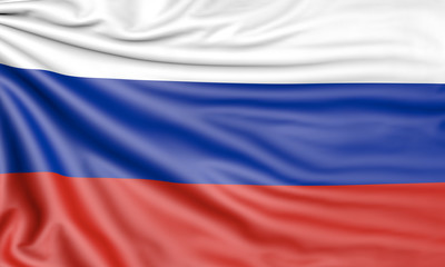 Flag of Russia, 3d illustration with fabric texture