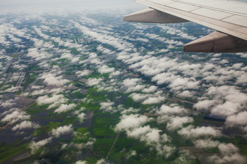 View of cloud sky of airplane from window