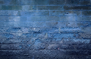 Vintage blue tone old brick wall background