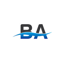 ba initial logo with swoosh blue and grey