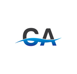 ca initial logo with swoosh blue and grey