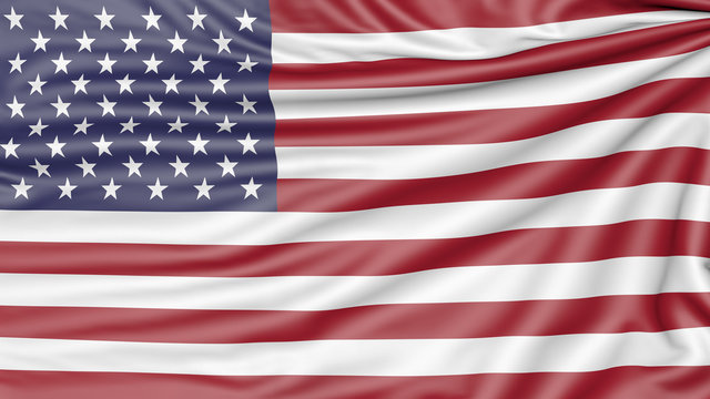 Flag of the United States, 3d illustration with fabric texture