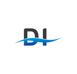 di initial logo with swoosh blue and grey