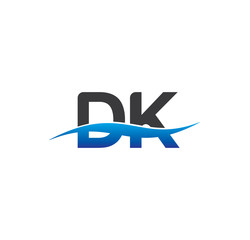 dk initial logo with swoosh blue and grey