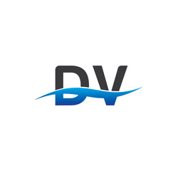 dv initial logo with swoosh blue and grey