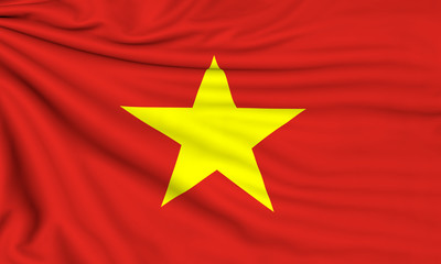 Flag of Vietnam, 3d illustration with fabric texture