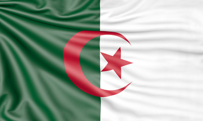 Flag of Algeria, 3d illustration with fabric texture