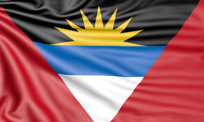 Flag of Antigua and Barbuda, 3d illustration with fabric texture